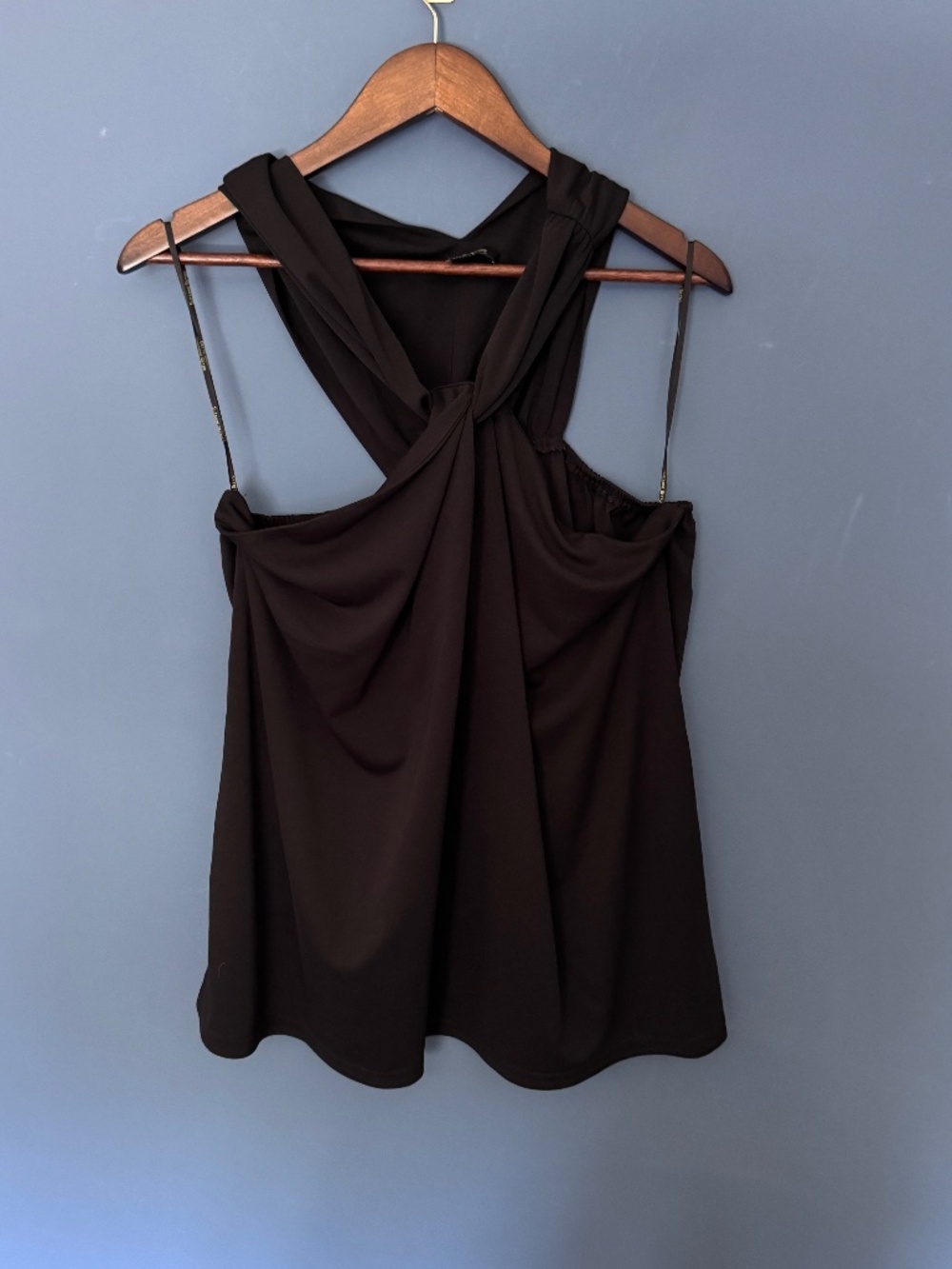 Suzanne Betro Black Criss Cross Halter Style Top in EUC Size 3X